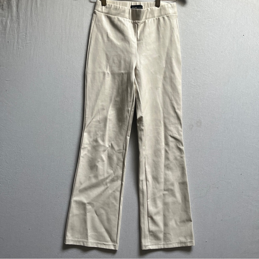 Ten by Babaton Aritzia vegan leather Cream Straight Leg Pants Sz S